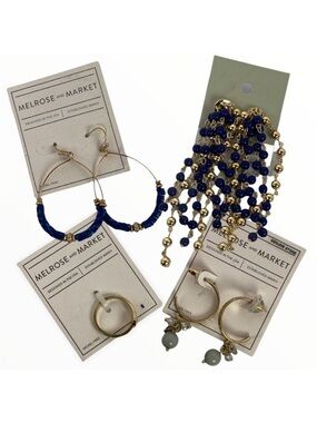 NWT Nordstrom Melrose‎ Market Jewelry Bundle 3 Pair of Earrings One Ring  Boho